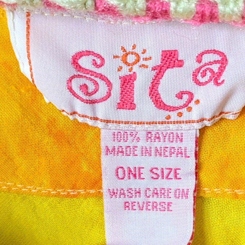 VTG Sita Sunburst Kaftan Dress | Boho Beach Coverup | Nepal Rayon OS - Picture 3 of 6